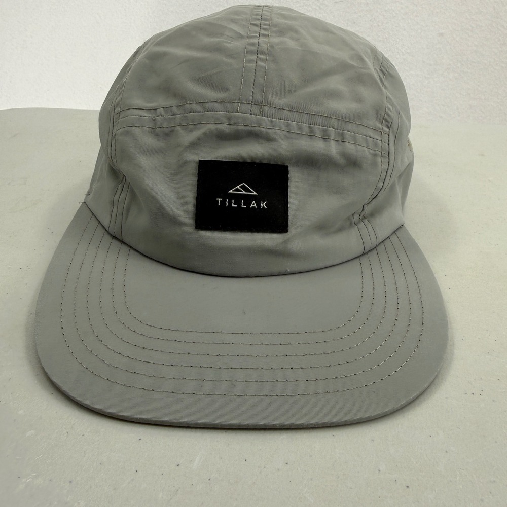 Tillak 5 Panel Camp Hat Unisex OSFA Gray Black Nylon Adjustable Strap Outdoor